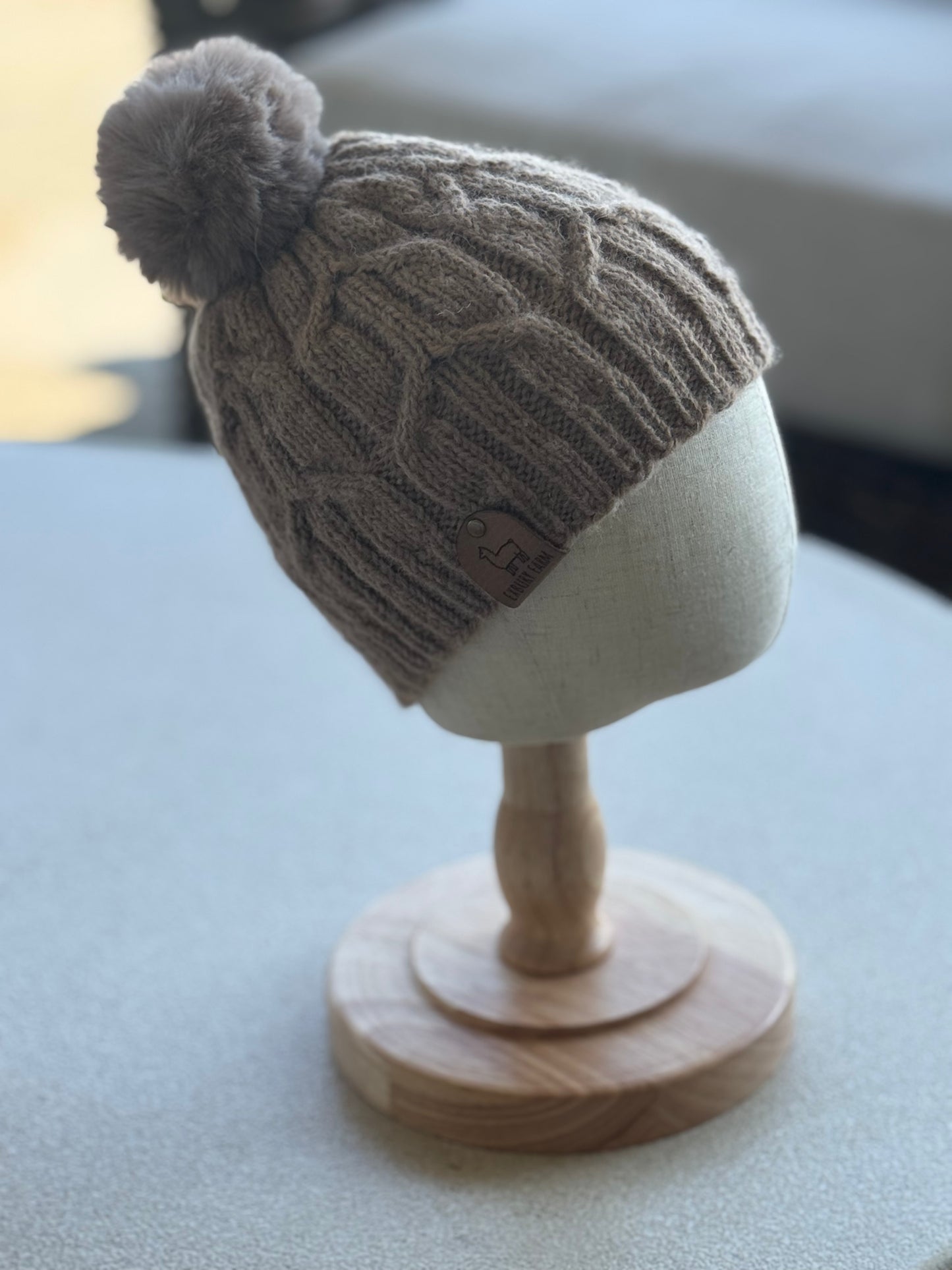 Molly Toddler Beanie with Beige Pom Pom