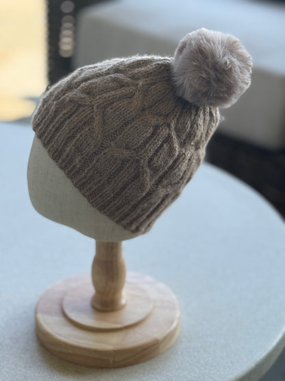 Molly Toddler Beanie with Beige Pom Pom