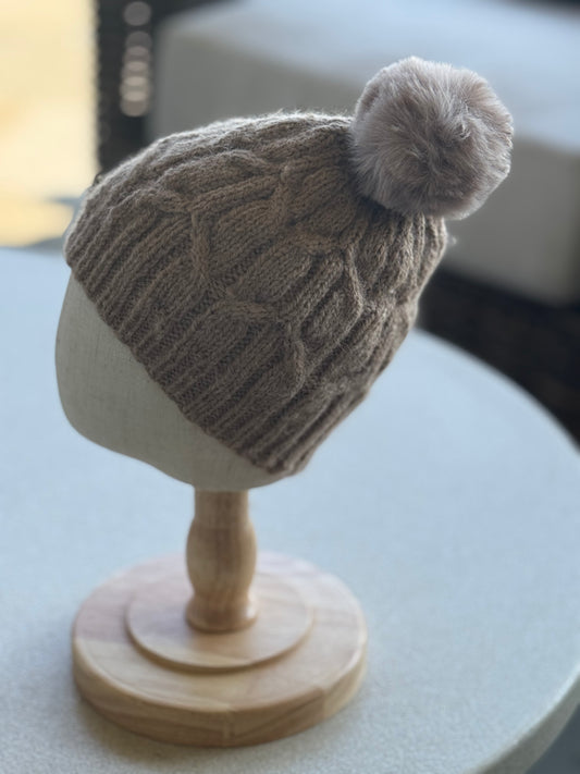 Molly Toddler Beanie with Beige Pom Pom