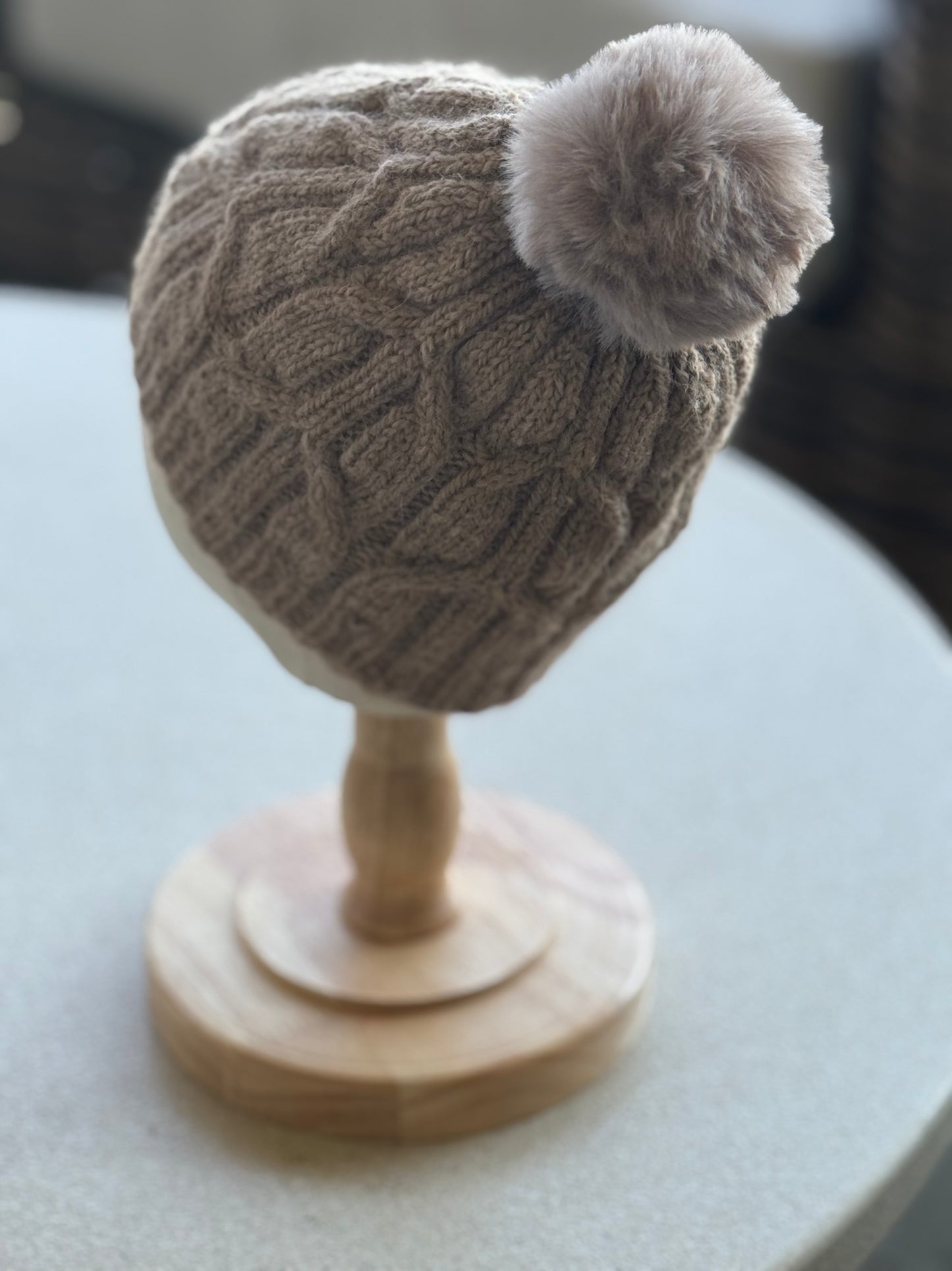 Molly Toddler Beanie with Beige Pom Pom